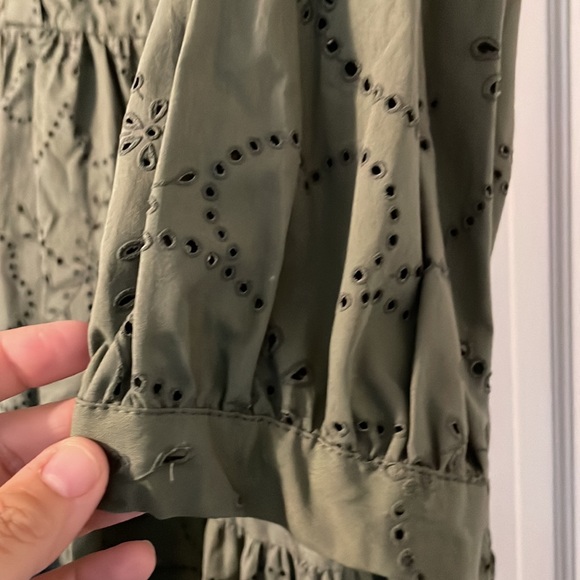 Zara Eyelet Olive Green Dress - Picture 6 of 7